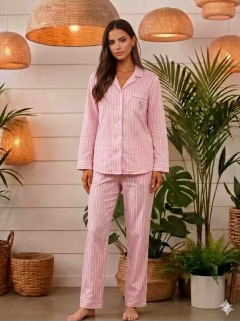 Victoria’s Secret TOP ONLY XL Pink Striped PJ Top